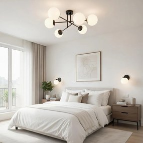 Плафон ГАРДА, черен/бял, 6xE27