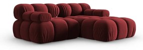 Ъглов диван от червено кадифе (десен ъгъл) Bellis - Micadoni Home