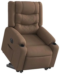 3310276 vidaXL Електрически изправящ реклайнер стол, кафяв, текстил