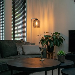 Смарт подова лампа черна с димно стъкло вкл. WiFi ST64 - Qara Down