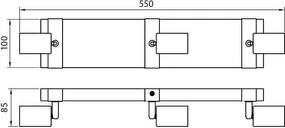Линеен спот за таван LORENZO, черен, 3хE27
