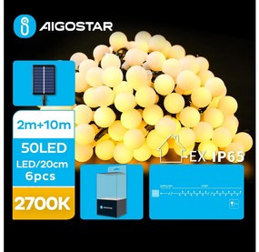 Aigostar - LED соларни декоративни лампички 50xLED/8 функции 12 м IP65 топло бял