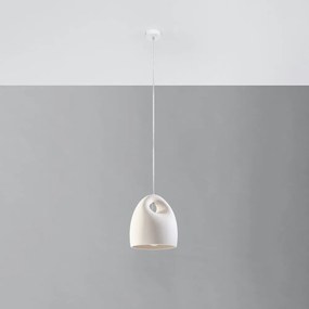 Бяло висящо осветително тяло с керамичен абажур ø 25 cm Sativa – Nice Lamps