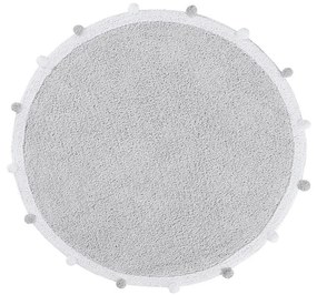 Светлосив ръчно изработен памучен детски килим подходящ за пране ø120 cm Bubbly – Lorena Canals