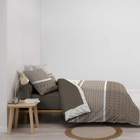 Кафяво двойно удължено памучно спално бельо с включен долен чаршаф 6 части 240x220 cm Pacha – douceur d'intérieur