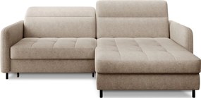 Бежов шенилов разтегателен ъглов диван с място за съхранение (десен ъгъл) Gomsi – ELTAP