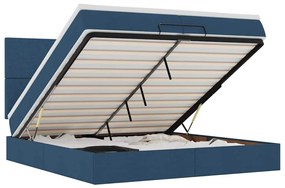 3313954 vidaXL Османска легло с матрак и LED, синьо, 200x200 см, плат