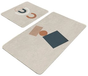 Бежови кадифени постелки за баня в комплект от 2 бр. 60x100 cm Geometry Shapes – Mila Home