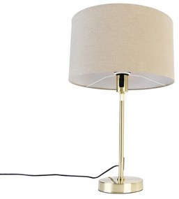 Настолна лампа златиста регулируема с абажур светлокафяв 35 см - Parte