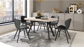 АЛMО Бежово/черни крака - КРЪГЛА РАЗТЕГАТЕЛНА МАСА С Y-ОБРАЗНИ КРАКА В ЛОФТ/ИНДУСТРИАЛЕН СТИЛ ЗА ХОЛ ИЛИ ТРАПЕЗАРИЯ