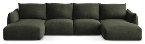 Зелен сгъваем ъглов диван (U форма) Leila – Makamii