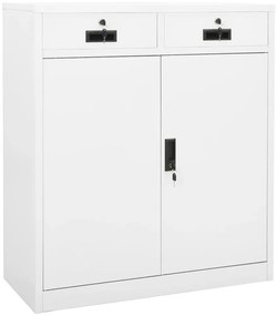 336409 vidaXL Офис шкаф, бял, 90x40x102 см, стомана