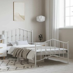 373851 vidaXL Метална рамка за легло с горна и долна табла, бяла, 100x200 см