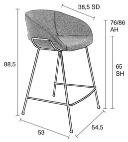 Комплект от 2 сиви бар столове , височина на седалката 65 cm Feston - Zuiver