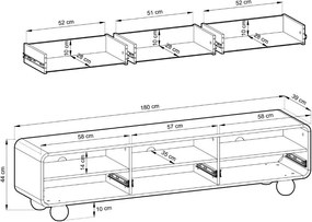 ТВ Модул Белу - Дължина: 180 см
