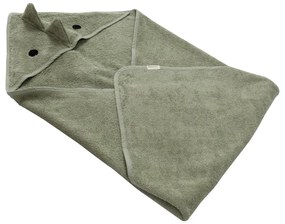 Зелена памучна детска хавлия с качулка 75x75 cm Dinosaur – Kindsgut