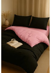 Черно-розово единично удължено спално бельо с включен долен чаршаф 3 части 160x220 cm Classic – Mila Home