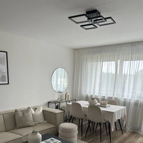 Таванна лампа черна с LED 3-степенна димируема 4-светлина - Lejo