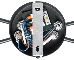 Модерна таванна лампа черна 4-лампа с димно стъкло - Атина