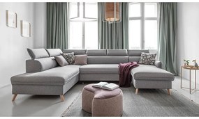 Светлосив U-образен разтегателен диван, ляв ъгъл Sweet Harmony - Miuform