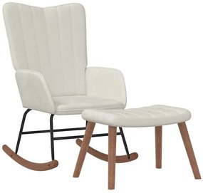 327763 vidaXL Люлеещ се стол с табуретка, кремавобял, кадифе