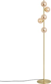 Art Deco vloerlamp messing met amber glas 5-lichts - Ryan