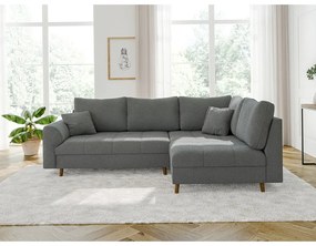 Сив ъглов диван от букле (десен ъгъл/L форма) Ariella – Ropez