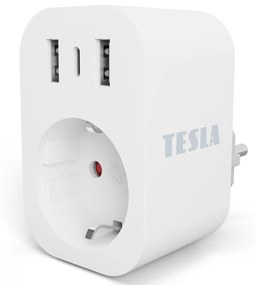 TESLA Smart - Смарт щепсел 3680W/230V/16A Type F/E 2xUSB-A + 1xUSB-C Wi-Fi