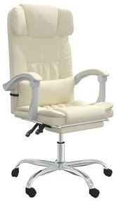349736 vidaXL Накланяем офис стол, кремав, изкуствена кожа