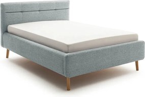 Сиво-синьо двойно легло 140x200 cm тапицирано с място за съхранение с включена подматрачна рамка Lotte – Meise Möbel