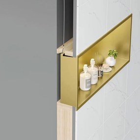 Вграден рафт за баня  LED 30x60 brush gold