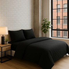 Черно единично удължено спално бельо с включен долен чаршаф 3 части 160x220 cm Classic – Mila Home