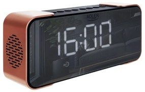 Радиочасовник Adler AD 1190, 2х3W, Аларма, Bluetooth, AUX, USB, CD карта, LCD дисплей, 2600 mAh, Меден/черен