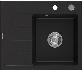 Mexen Ben гранитна мивка с една камера с отцедник, дясна 600 x 500 мм, черна,