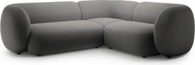 Тъмносив кадифен ъглов диван (десен ъгъл/L форма) Kate – Micadoni