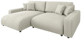 Кремав разтегателен ъглов диван от рипсено кадифе (променлив) Sara – Ropez