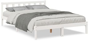 852451 vidaXL Рамка за легло без матрак, бял, 160x220 см, борово дърво масив