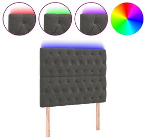 3122797 vidaXL LED горна табла за легло, тъмносива, 90x7x118/128 см, кадифе