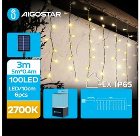 Aigostar - LED соларни коледни лампички 100xLED/8 функции 8x0,4 м IP65 топло бял