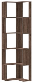 852588 vidaXL Ъглова етажерка 5 нива кафяв дъб 50x50x179 см инженерно дърво