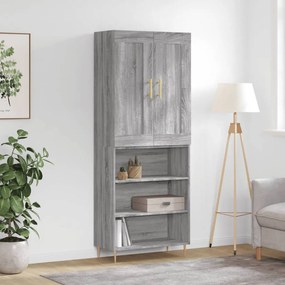 3200063 vidaXL Висок шкаф, сив сонома, 69,5x34x180 см, инженерно дърво