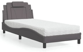 3208764 vidaXL Легло Viana без матрак, сиво, 90x190 см, изкуствена кожа