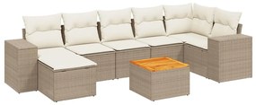 3257885 vidaXL Градински диван с възглавници, 8 части, бежов полиратан