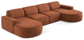 Теракотен шенилов ъглов диван (U форма) Omao – Makamii