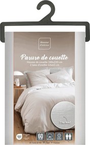 Бяло двойно /удължено 3 части памучно спално бельо 240x220 cm Meline – douceur d'intérieur