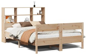 3322987 vidaXL Легло с етажерка за книги, без матрак, 140x200 см, бор масив