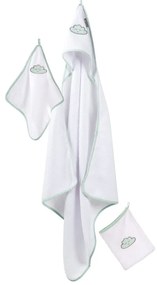 Бяла памучна детска хавлия с качулка 80x80 cm Happy Cloud – Roba