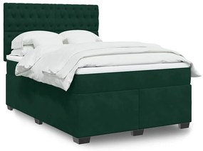 3290963 vidaXL Боксспринг легло с матрак, тъмнозелено, 160x200 см, кадифе