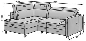 Светлокафяв кадифен сгъваем/с място за съхранение ъглов диван (ляв ъгъл/L форма) Barea – ELTAP