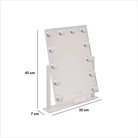 Огледало за баня 5five Holly, LED, 35x7x43 cm, Бяло